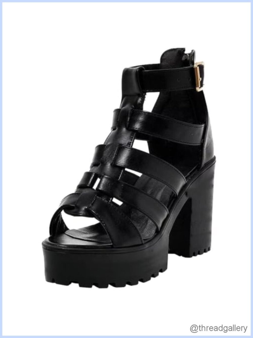 Women's Strappy Chunky Heeled Gladiator Platform Sandals Open Toe Cage High